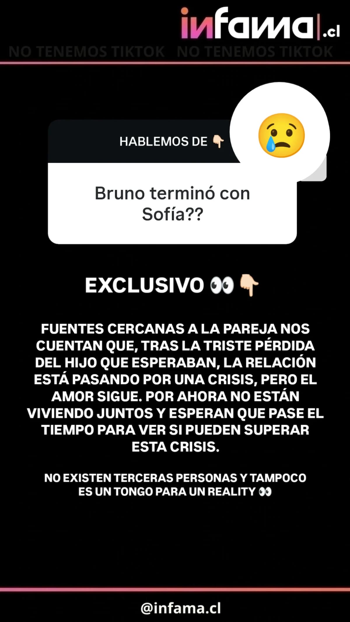 El relato sobre Bruno Zaretti y Sofía Bascuñán. Foto: Instagram