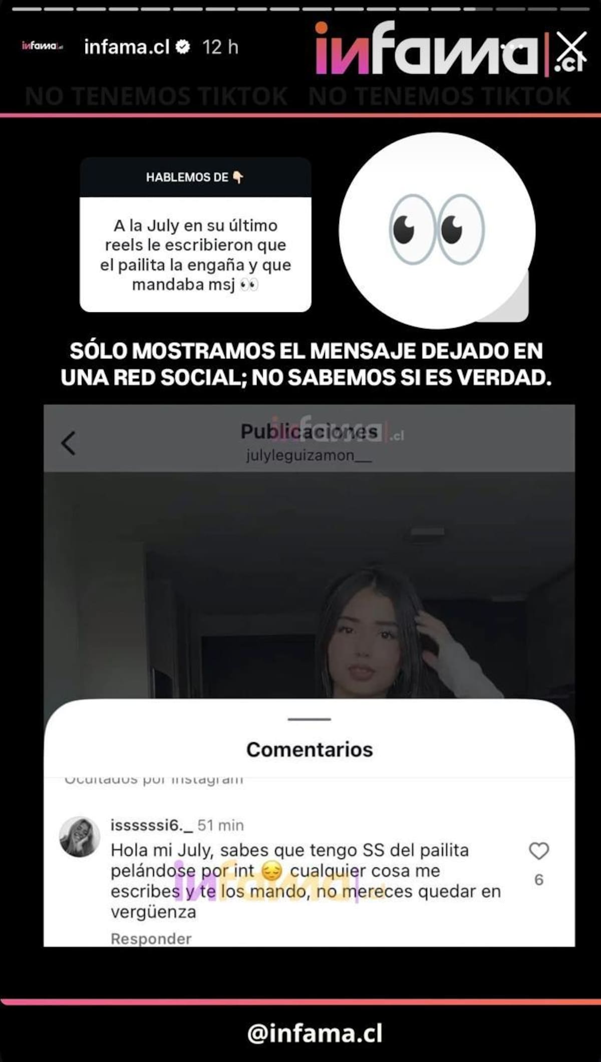 Le dio espacio a este rumor contra Pailita.