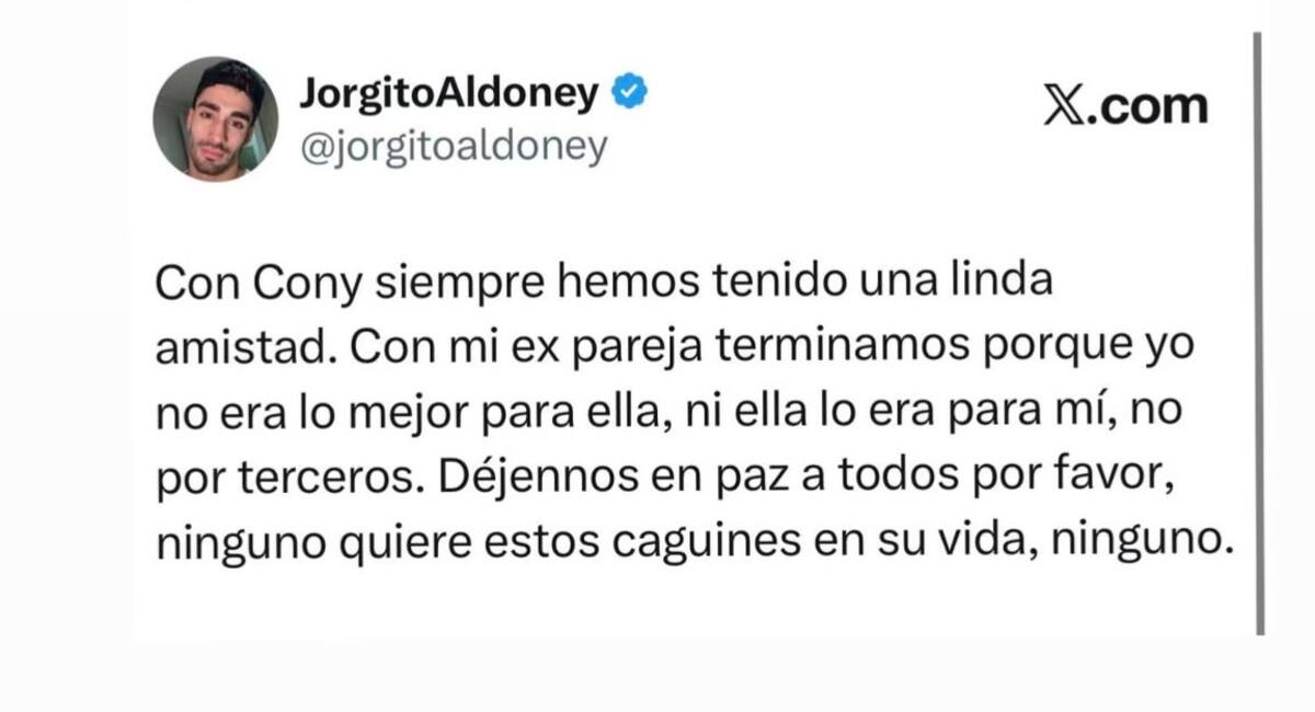 El modelo alzó la voz tras rumores de affaire con Cony Capelli.