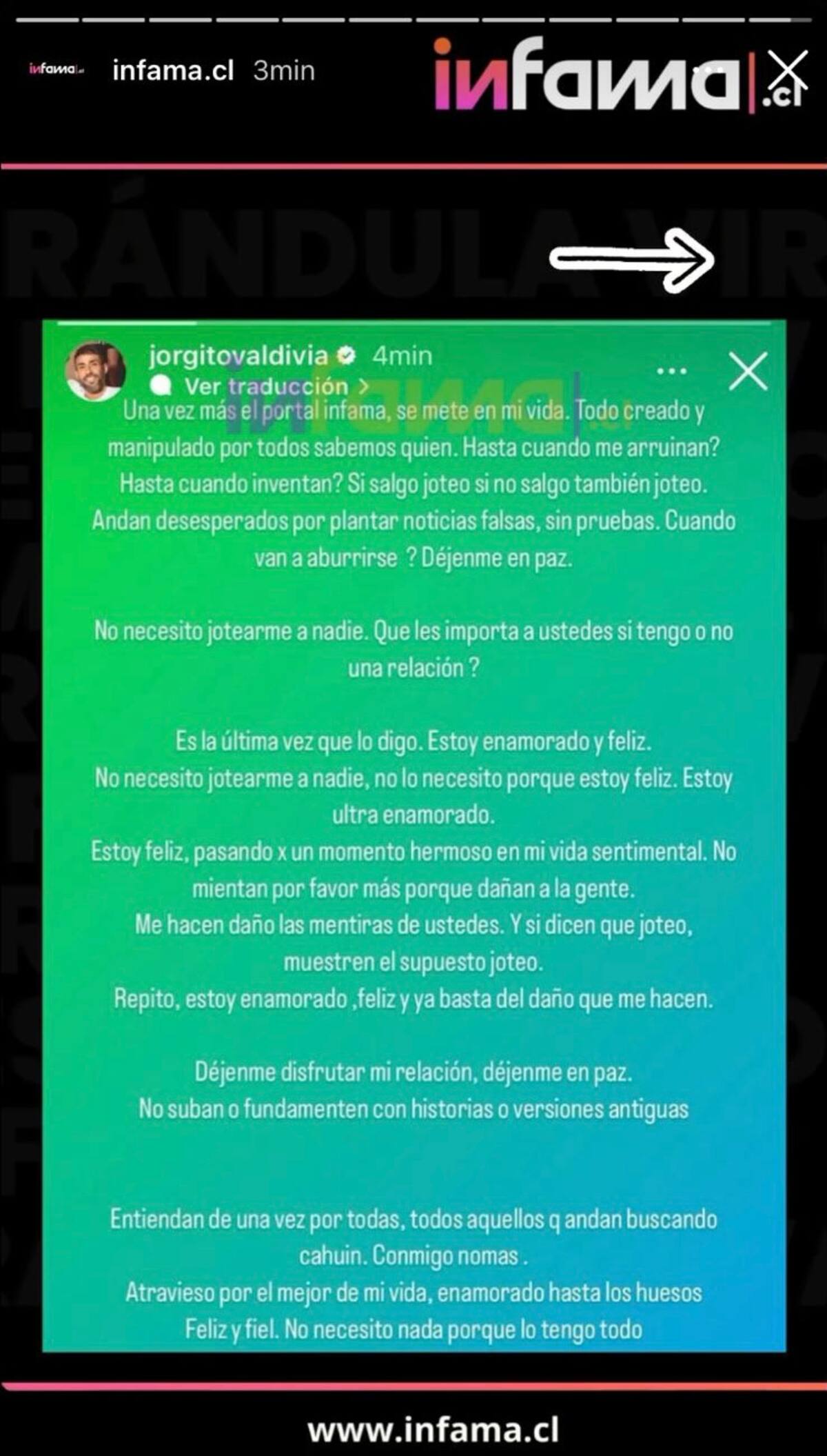 La declaración de Jorge Valdivia.