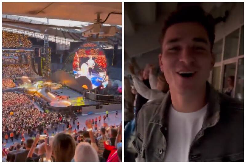 El argentino fue grabado por su novia en concierto de Coldplay