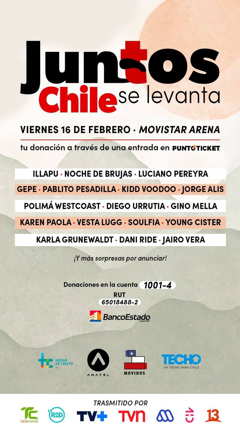 el evento solidario por las familias damnificadas en los incendios de la región de Valparaíso.