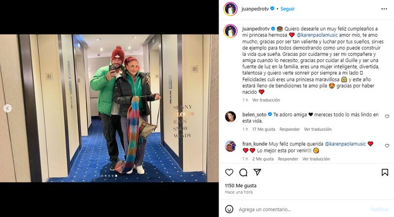 Karen Paola y Juan Pedro, el emotivo mensaje que le deja él por su cumpleaños.