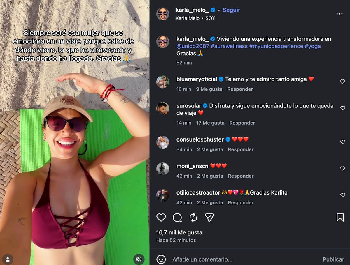 Y la publicación que subió a Instagram, con el apoyo de varios amigos. Foto: @karla_melo_