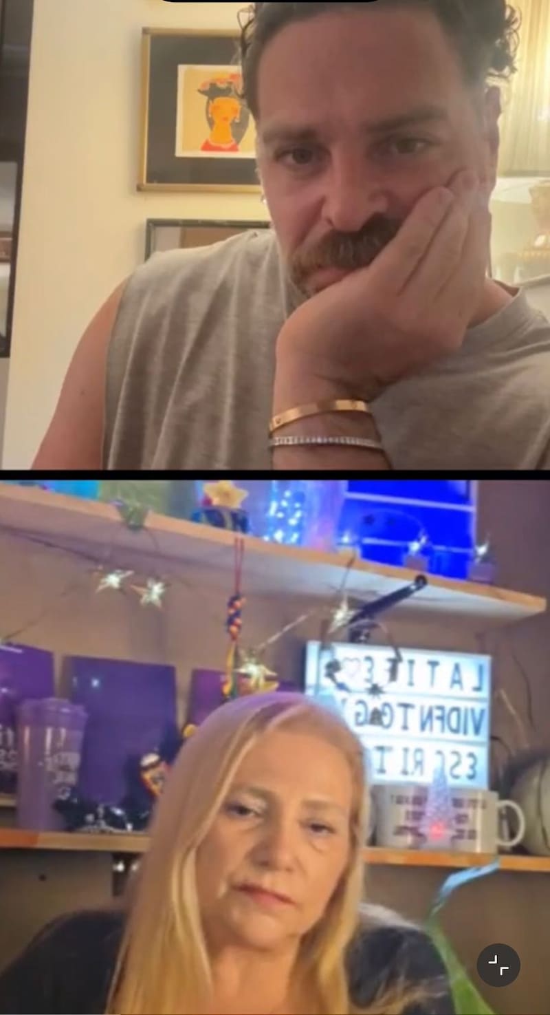 La tarotista con José Antonio Neme en un live de Instagram.