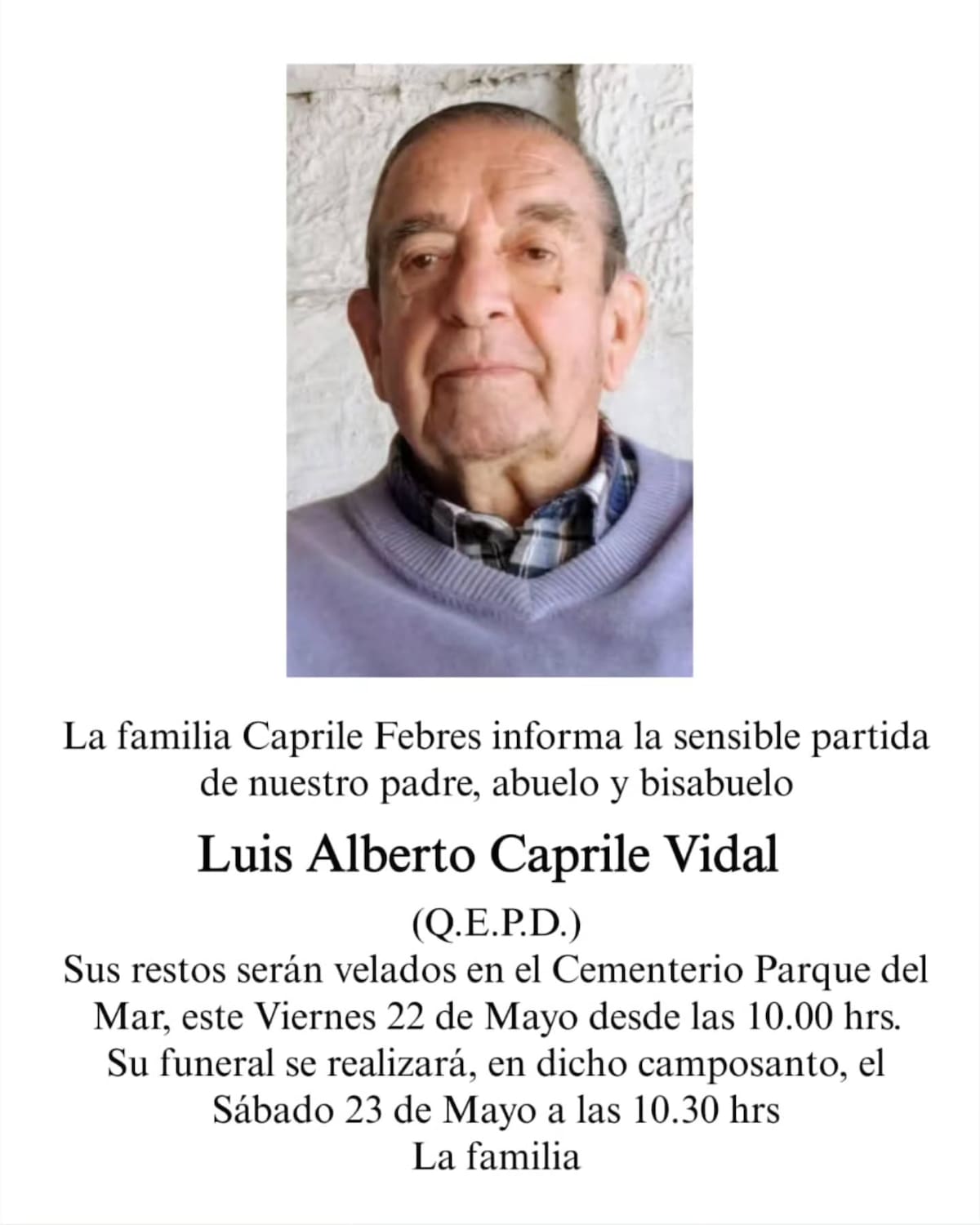 Entrega detalles del último adiós de su padre. Foto: Instagram.