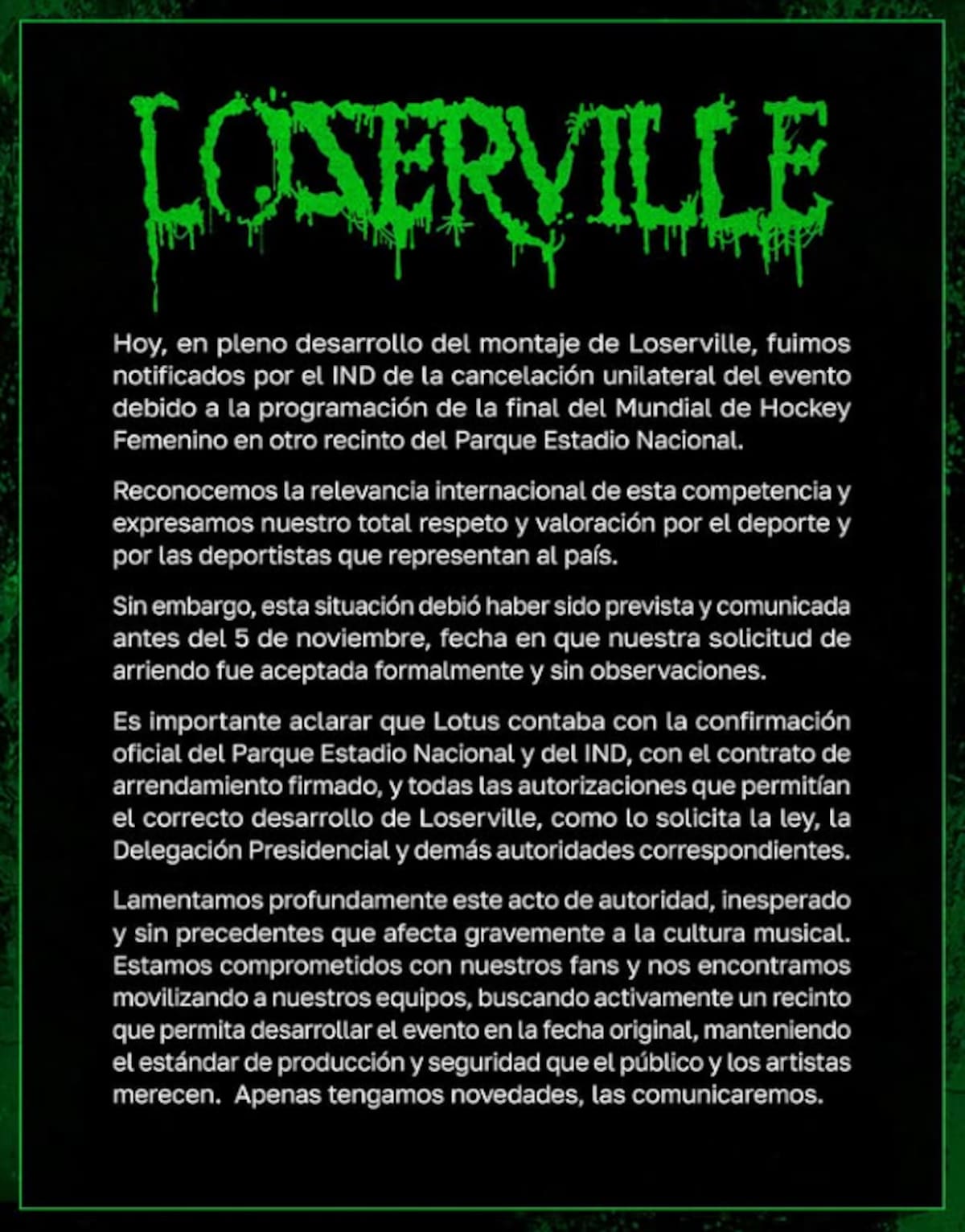 Comunicado emitido por Lotus.