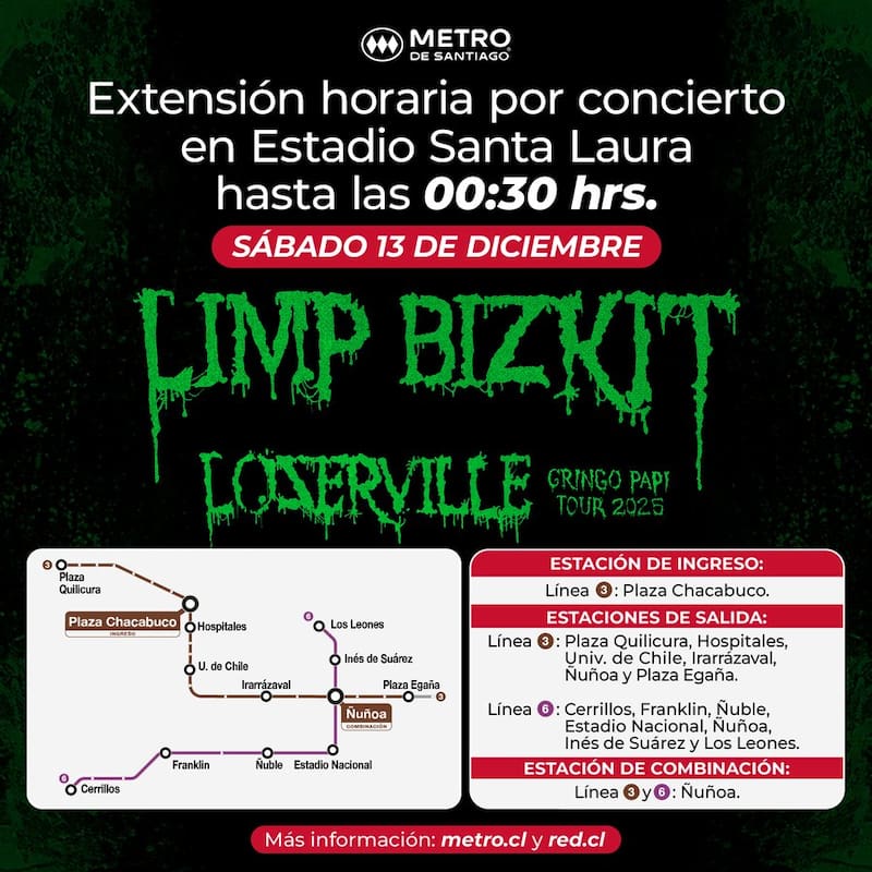 Horarios especiales de Metro de Santiago.