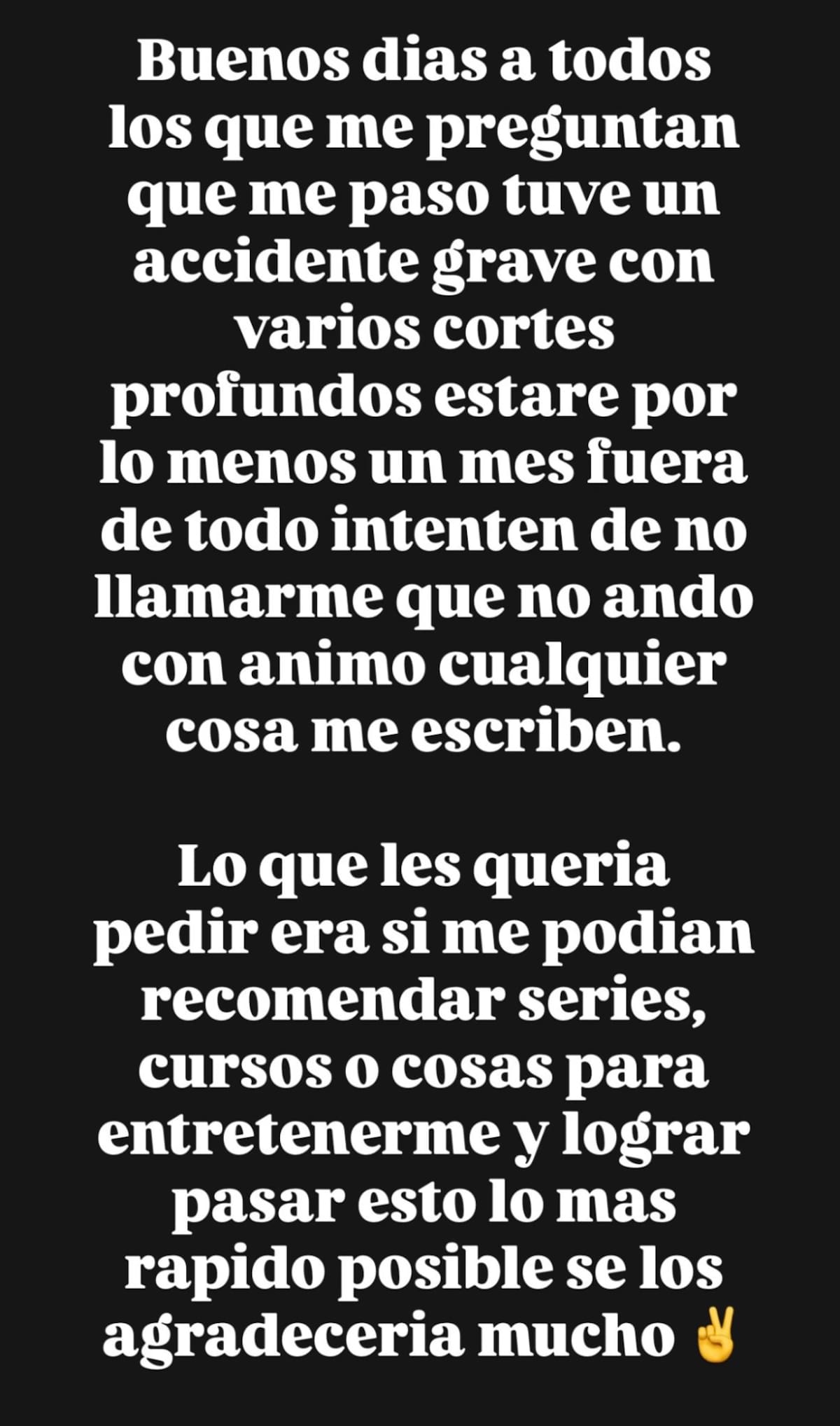 El deportista actualizó su estado de salud.