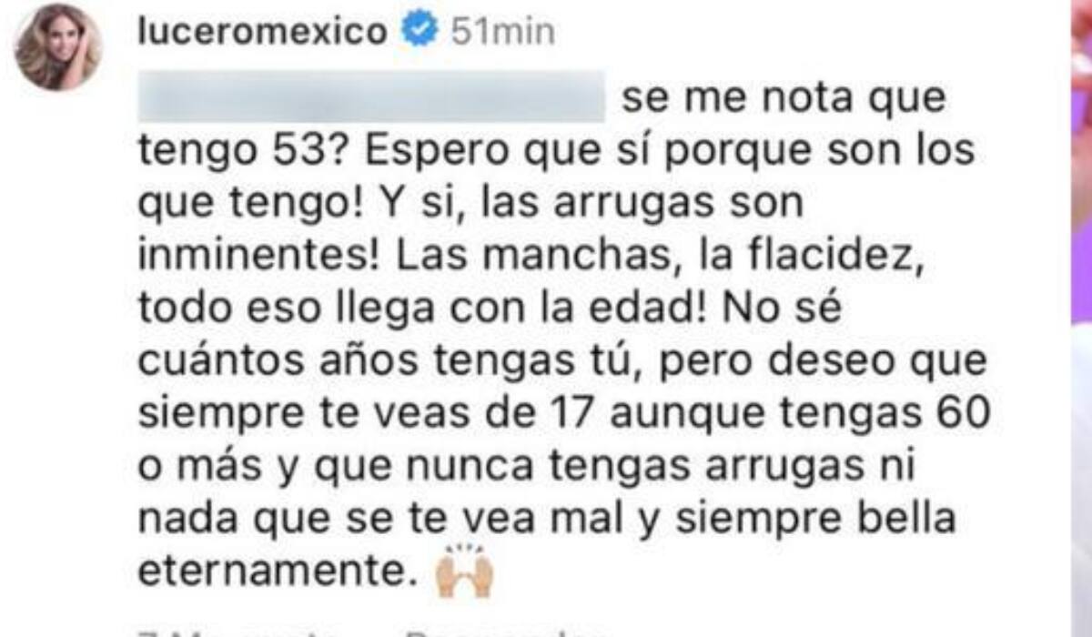 Lucero responde cruel comentario que critica su apariencia física.
