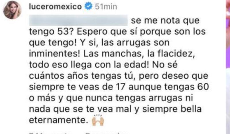 Lucero responde cruel comentario que critica su apariencia física.