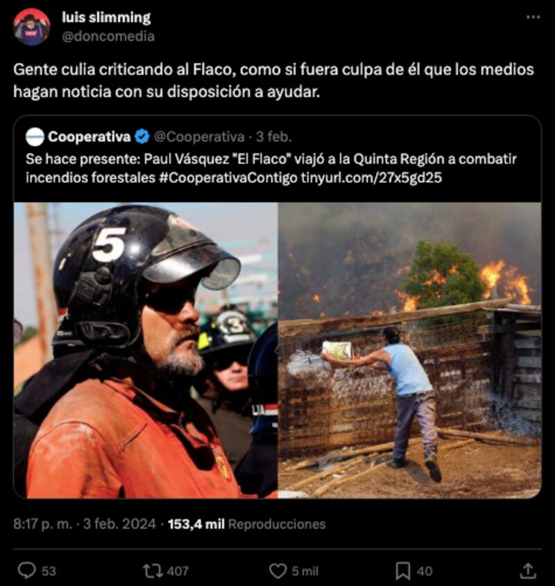 Luis Slimming defendió a El Flaco en redes.