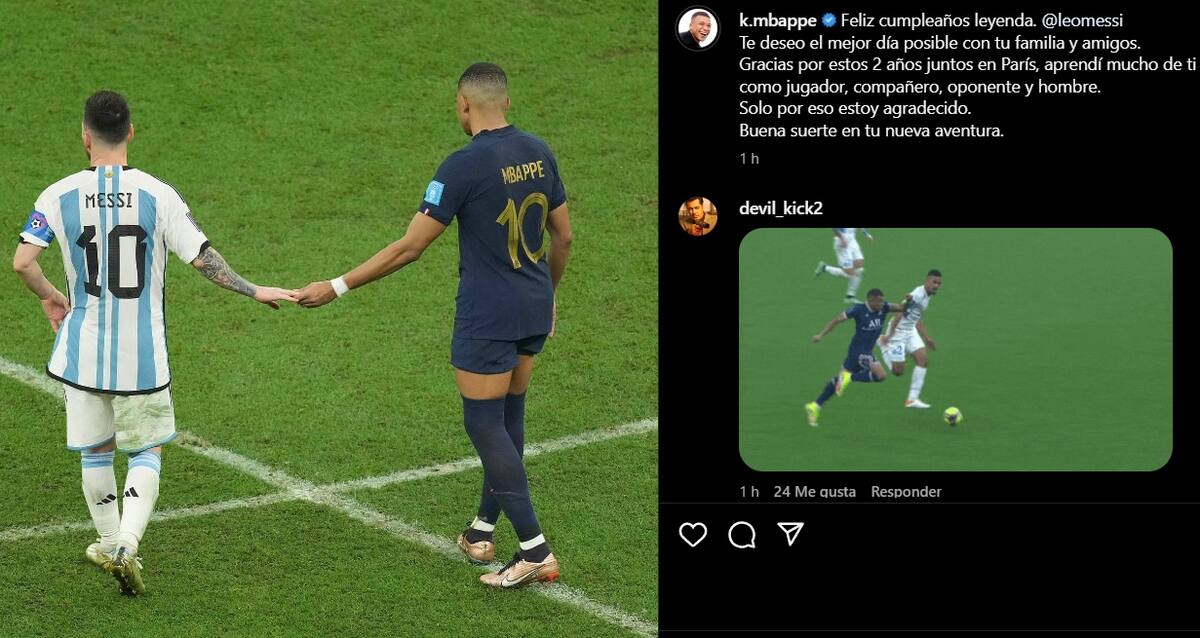 Kylian Mbappé le deseó lo mejor a Lionel Messi