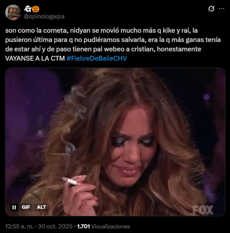 La española fue eliminada de Fiebre de Baile y generó varias reacciones en redes sociales.