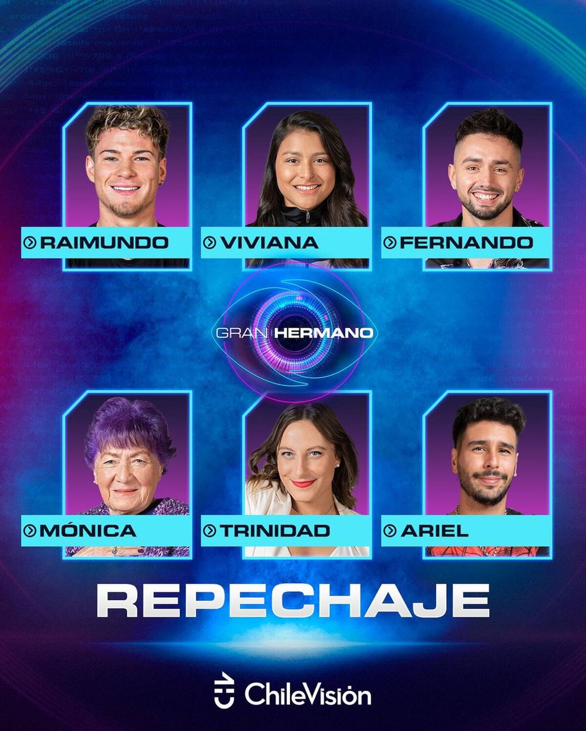 Así quedó la nueva placa de repechaje de "Gran Hermano" Chile tras la elección de la casa para que vuelva Lucas Crespo a la competencia.