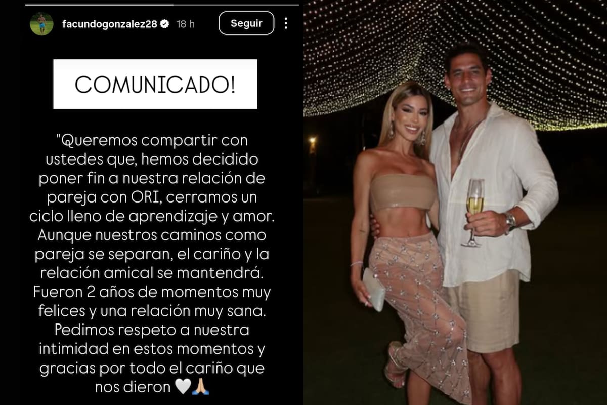 Fue Facundo quien piblicó el comunicado anunciando el quiebre. Créditos: Instagram