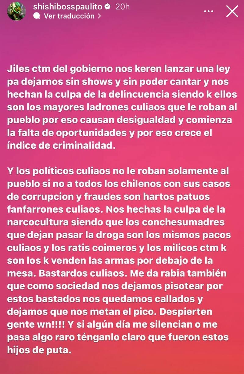 Pablo Chill-E dio su opinión tras proyecto de ley.
