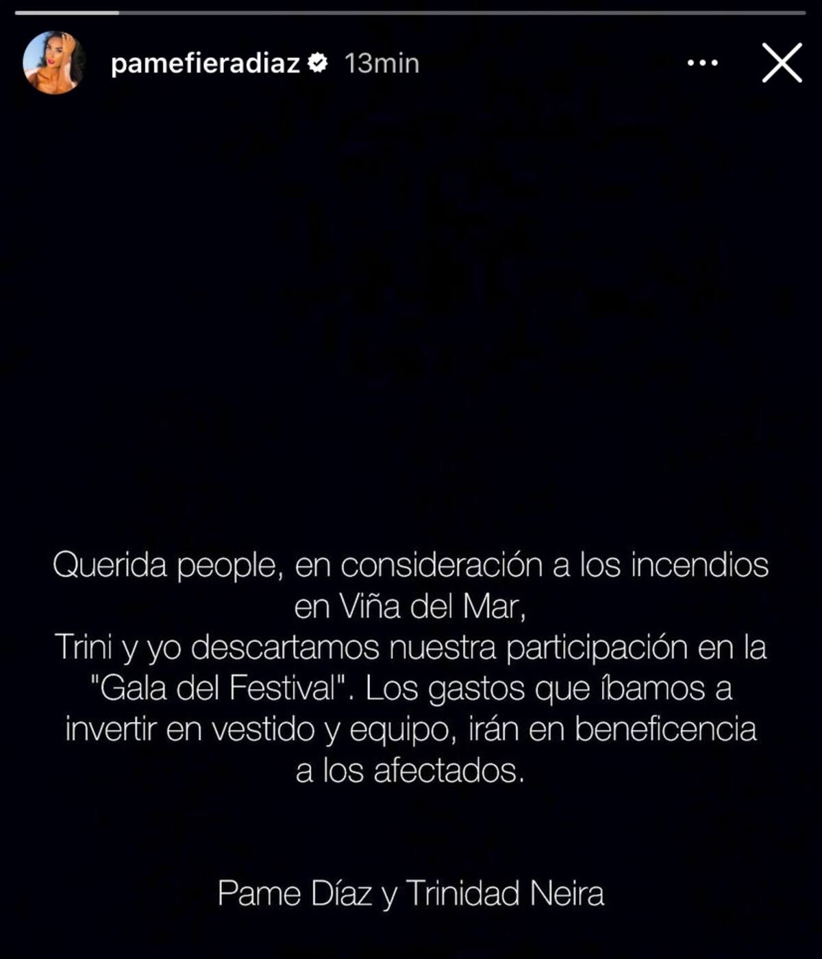 Pamela Díaz canceló su participación en la Gala de Viña 2024 junto a Trinidad Neira.