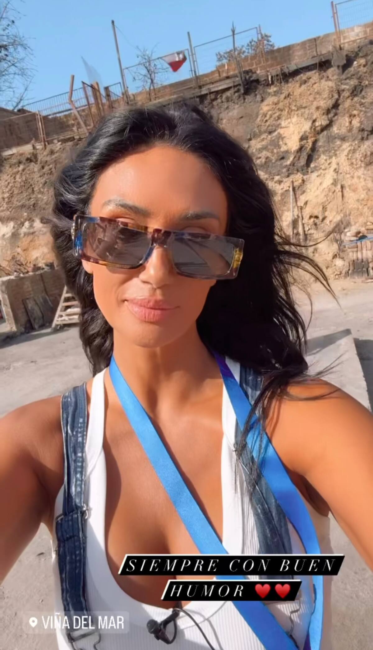 Pamela Díaz en la quinta región ayudando a las personas alcanzadas por los incendios forestales. - Créditos: captura de pantalla Instagram