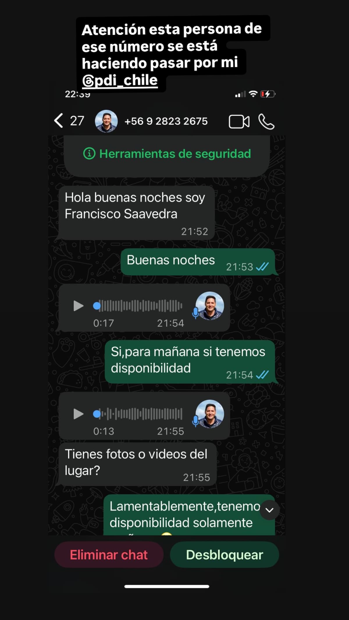 Alerta sobre peligrosa estafa en su nombre. Fotos: Instagram.