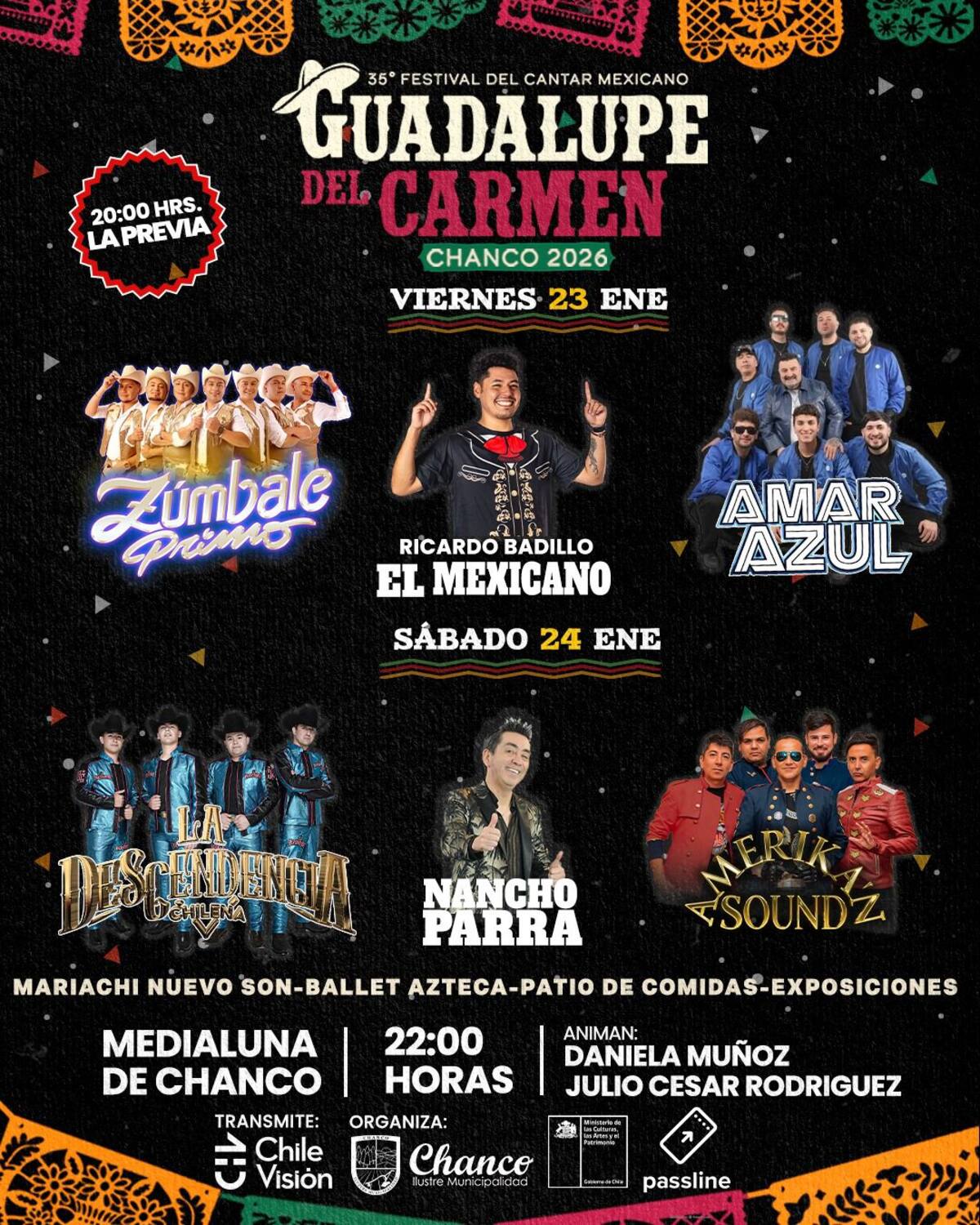 Conoce los artistas que estarán este fin de semana en el espectáculo cultural.
Foto: Instagram @festivalchanco