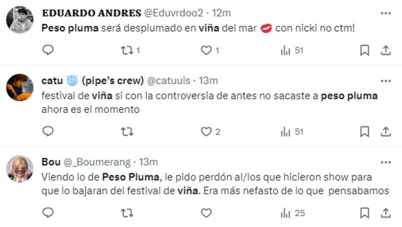 Peso Pluma, recibe malos comentarios a través de Twitter.