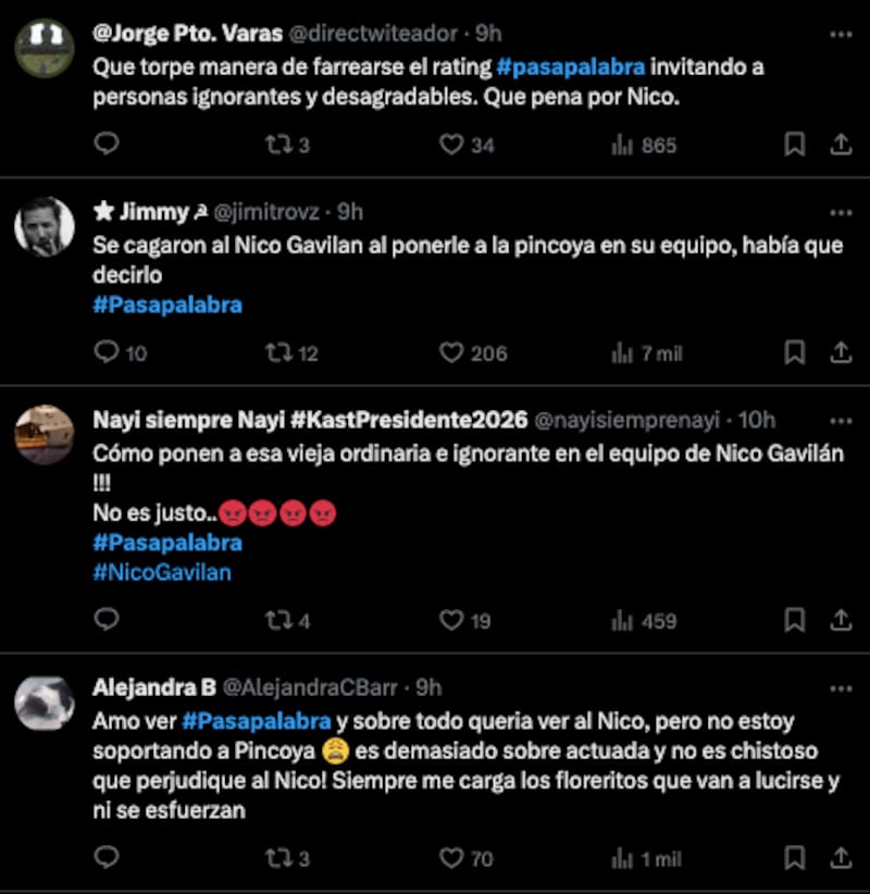 Pincoya fue duramente cuestionada en rede sociales por su participación en "Pasapalabra". Foto: X.