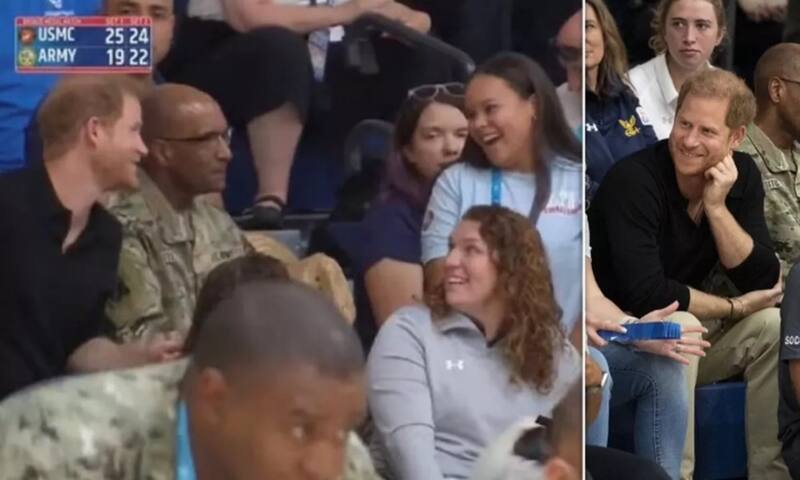 Príncipe Harry en partido de baloncesto