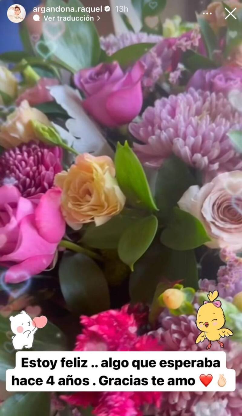 Raquel Argandoña agradeciendo el gesto en sus redes sociales.