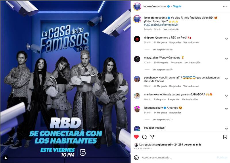 La banda se conectará con los habitantes de La Casa de los Famosos México.