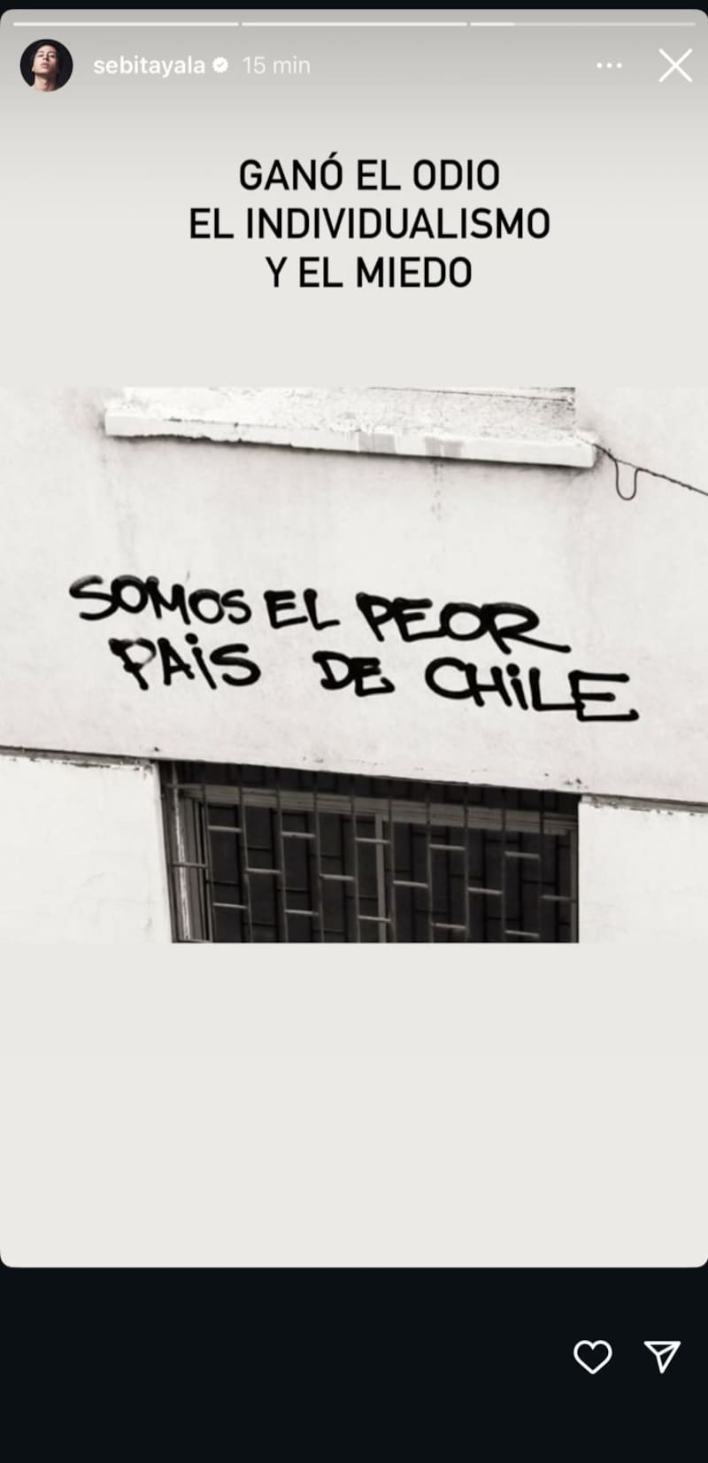 Posteo del actor Sebastián Ayala.