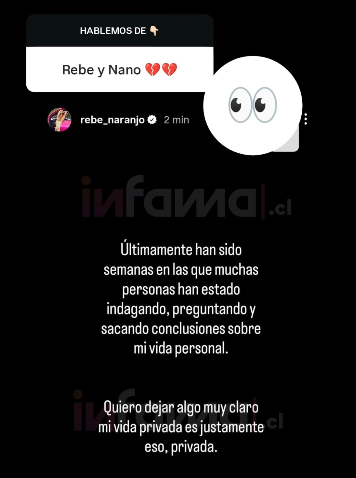 La empresaria habló sobre el supuesto quiebre con Nano Calderón.