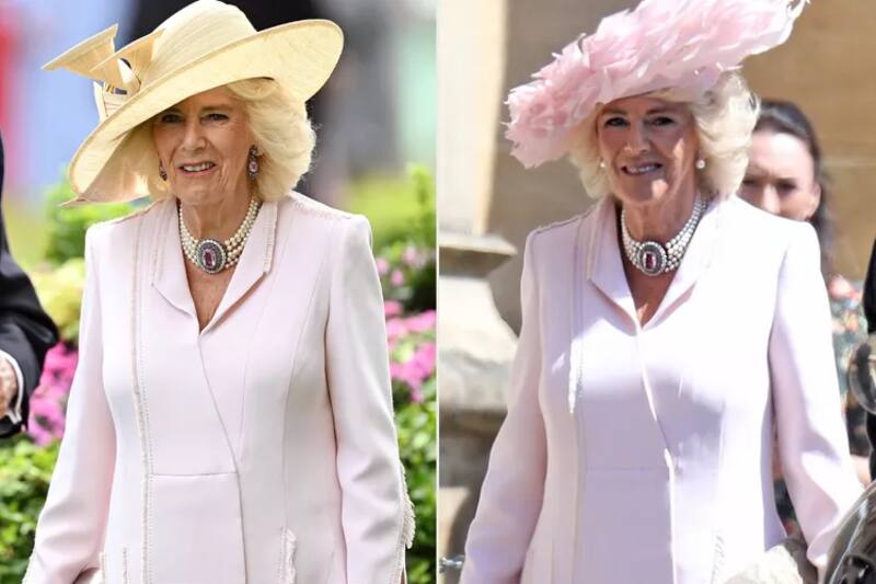 La monarca recicla el look que lució en la boda del príncipe Harry y Meghan Markle en 2018.