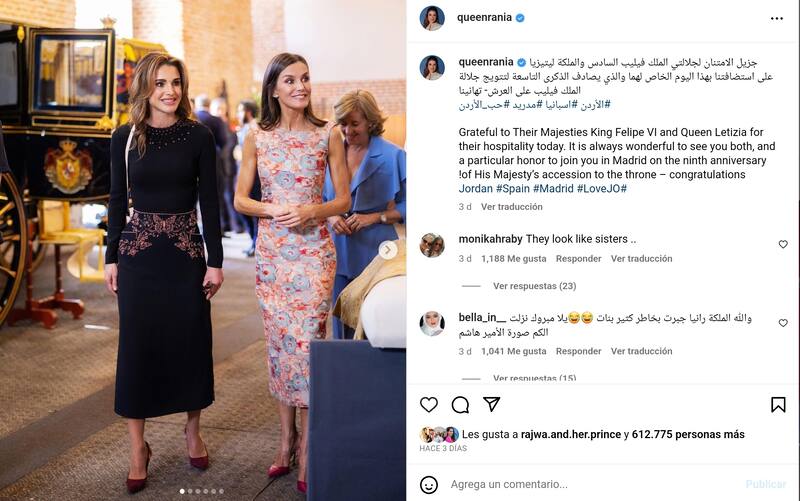 La monarca hachemita agradeció la hospitalidad que recibió en su visita a España.