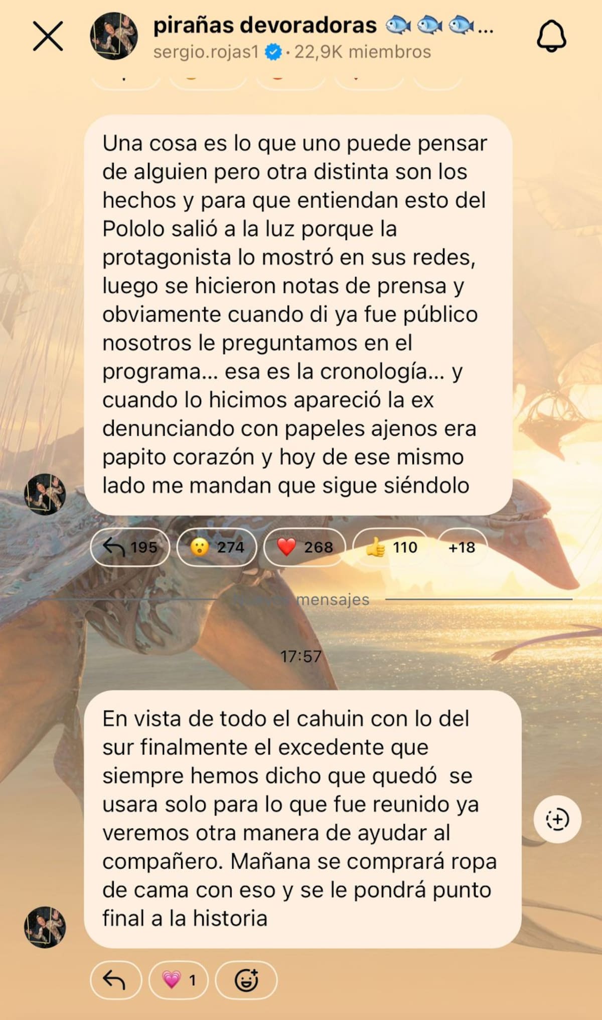 A través de su canal de difusión en Instagram.
Foto: Instagram