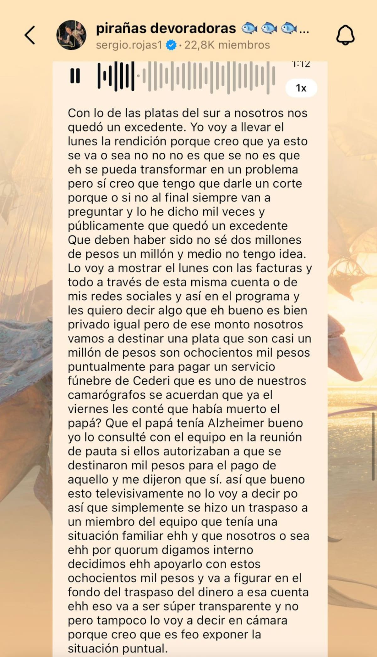 Da explicaciones sobre fondos de los incendios en el sur.
Foto: Instagram