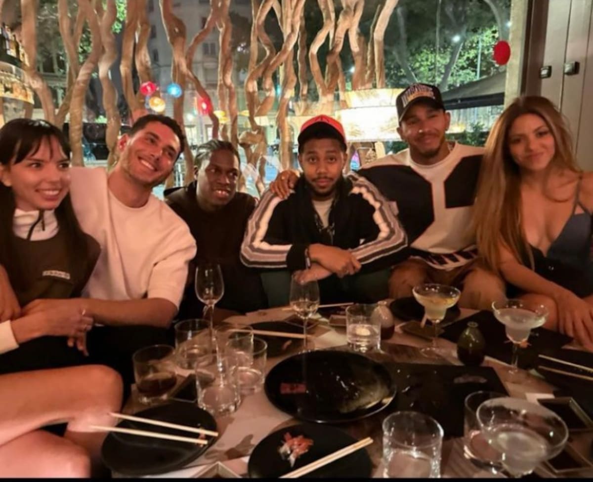 La cantante salió a cenar con Lewis Hamilton y unos amigos