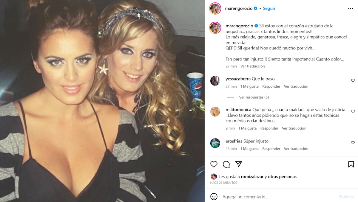 Rocío Marengo lamentó la muerte de Silvina Luna.