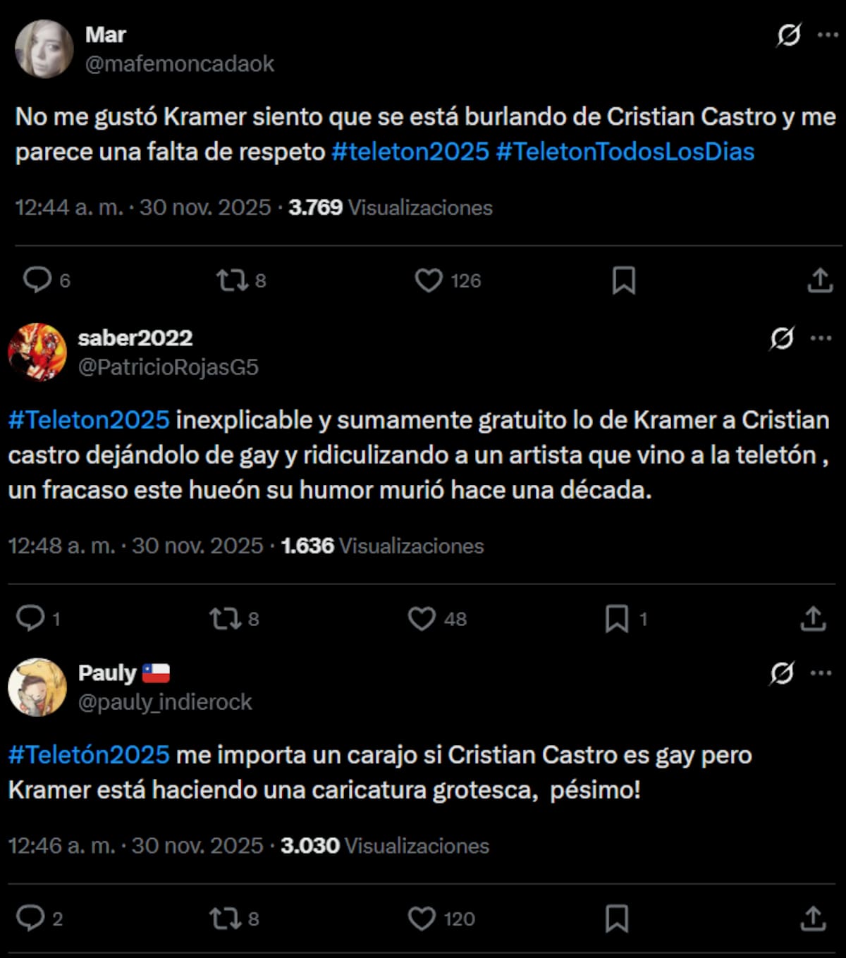 Reacciones de su presentación en Teletón 2025.