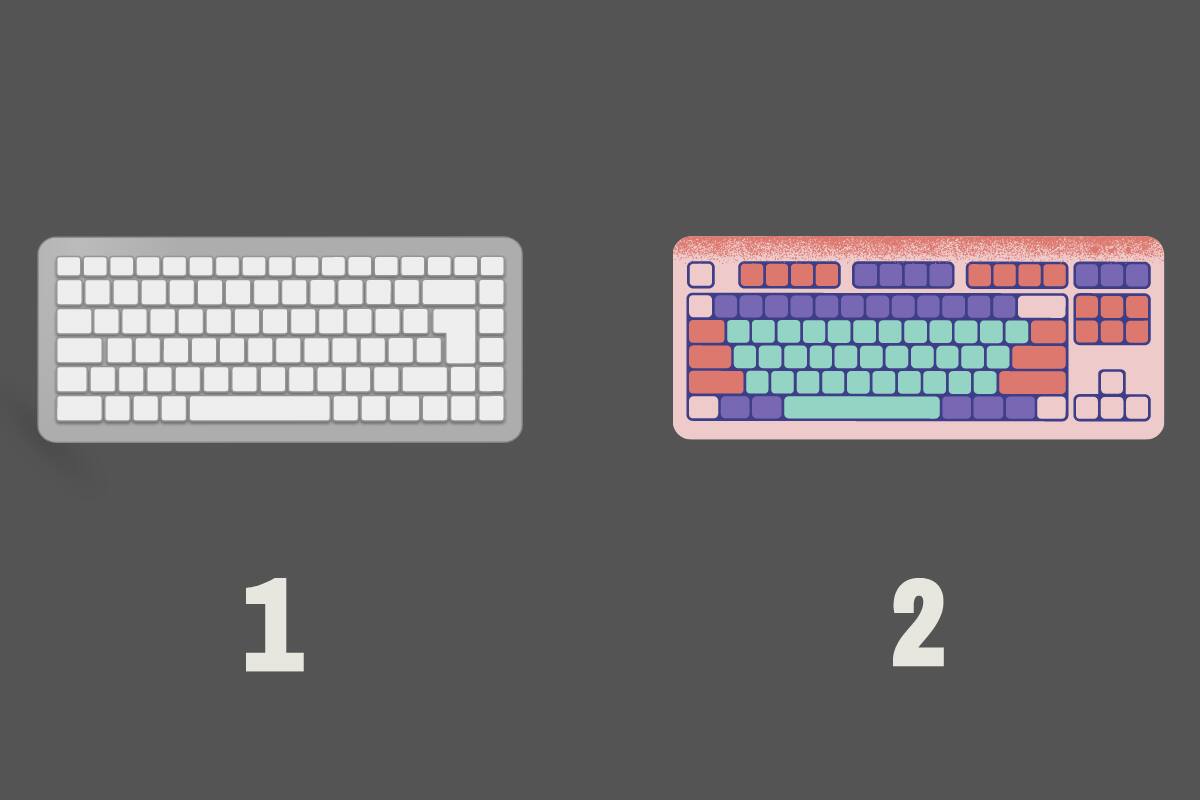 ¿Prefieres el teclado gris o el colorido?