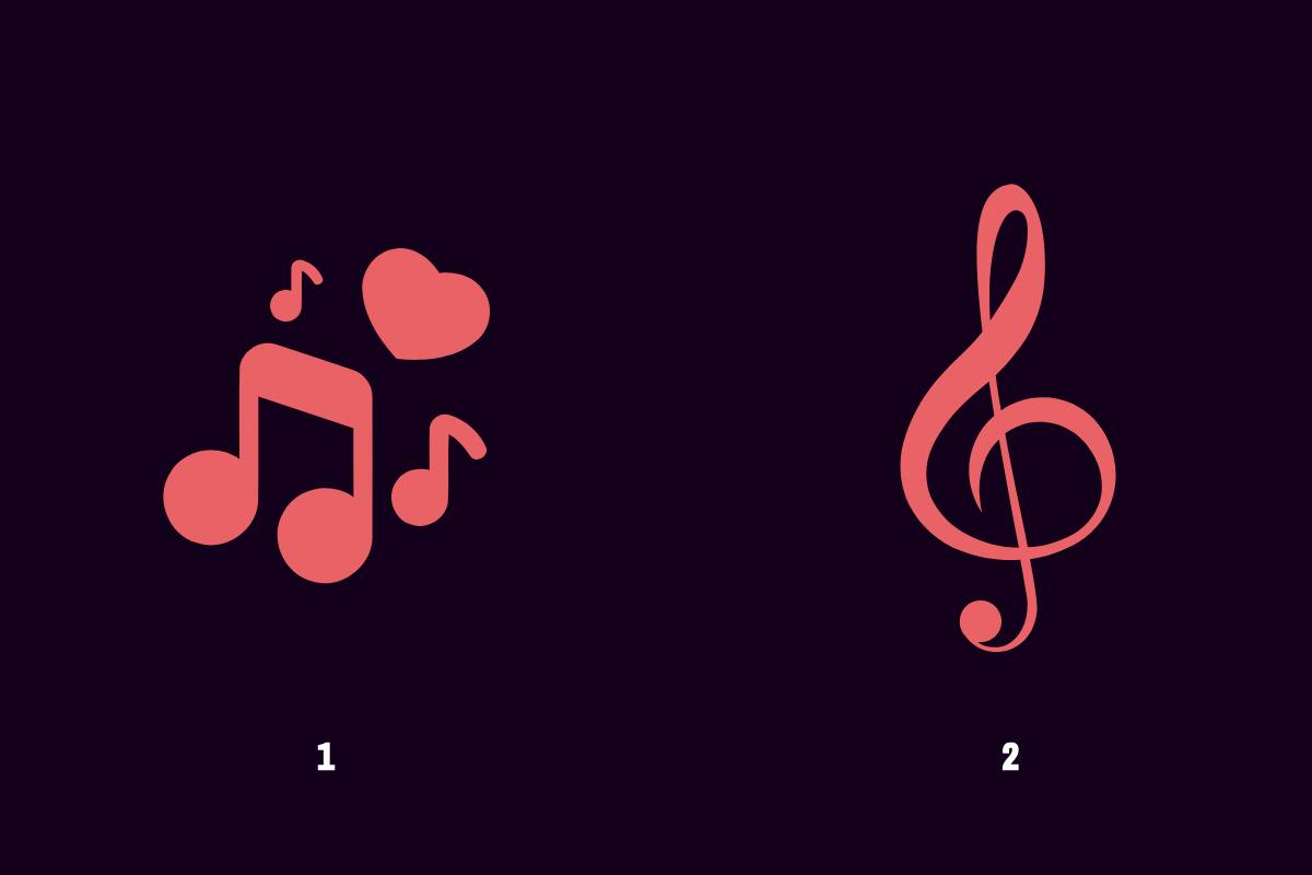 ¿Ícono con corazón o nota musical clásica?