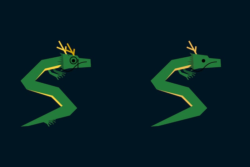 Descubre las 3 diferencias del dragón en menos de 10 segundos.