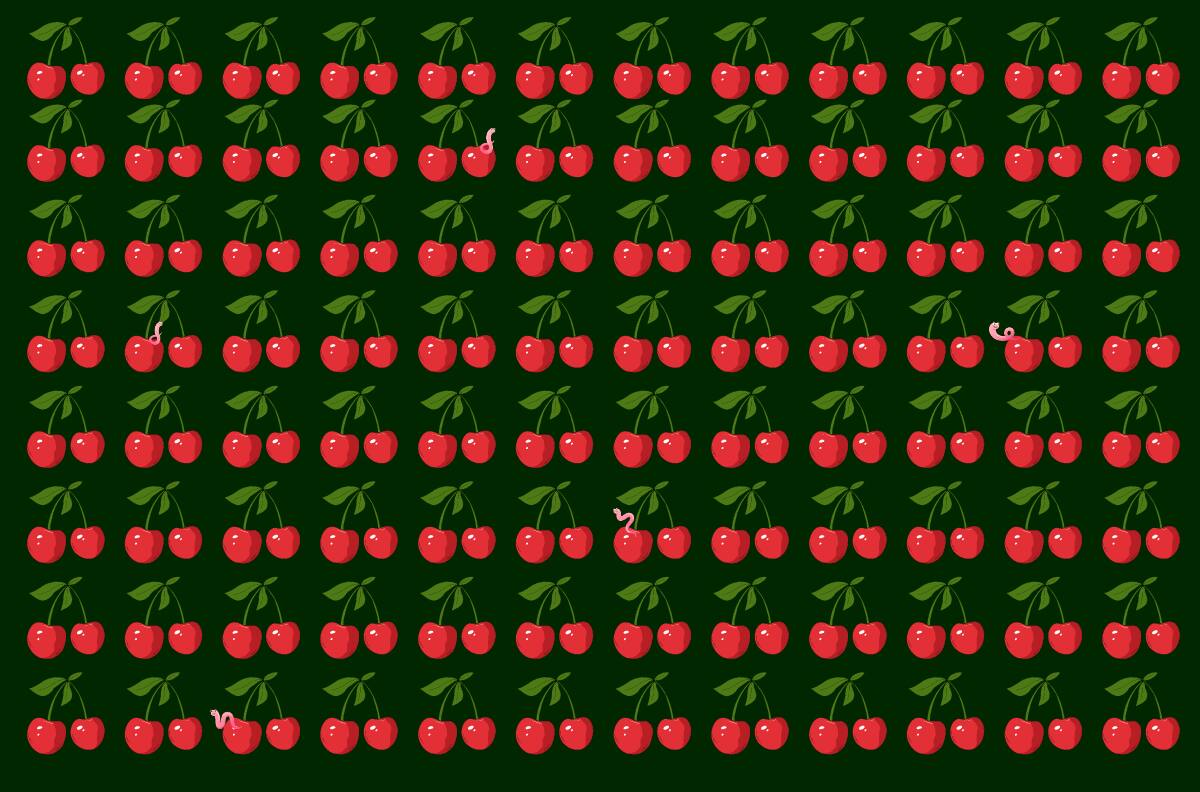 Test visual: ¡Salva a las guindas! Encuentra a los 5 gusanos invasores en menos de 10 segundos