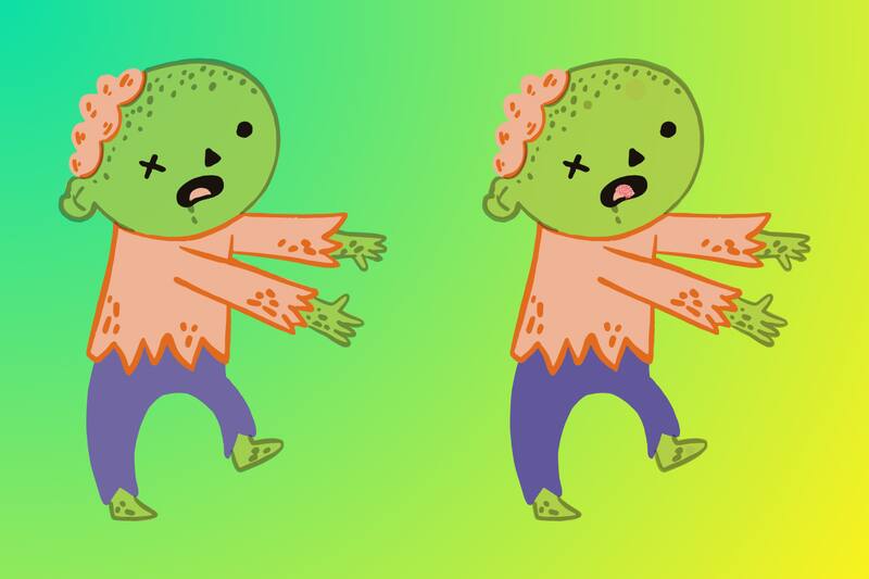 Intenta encontrar las cinco diferencias entre los zombies en este test visual.