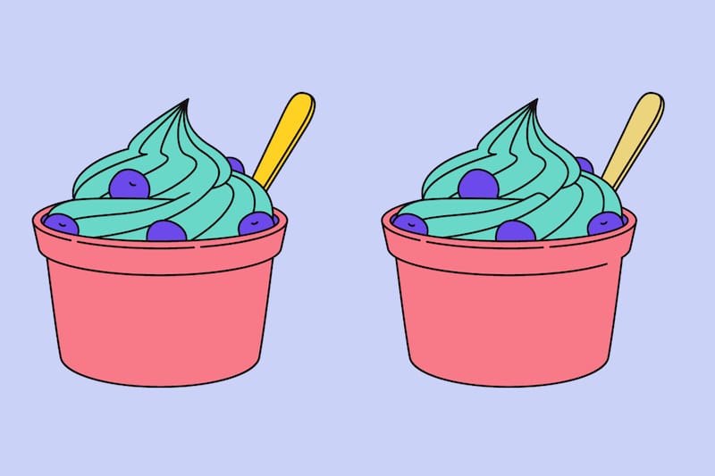 Intenta encontrar las cuatro diferencias entre los dos helados. (En La Hora).
