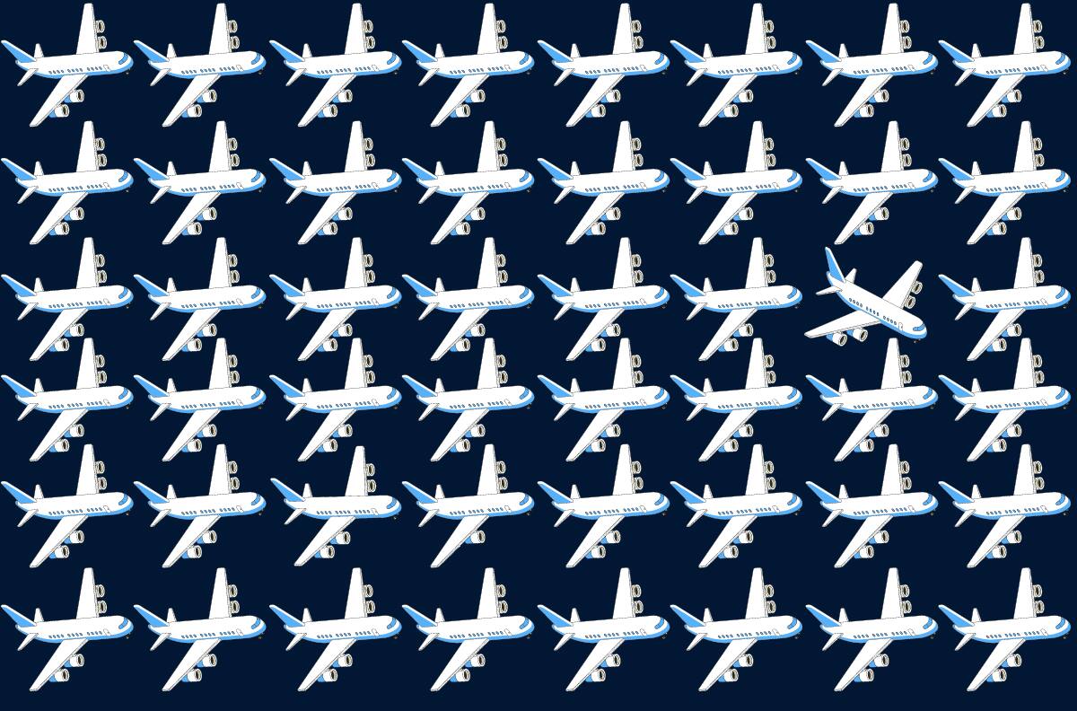 Test visual: ¡Solo tienes 10 segundos! Encuentra a los 2 aviones diferentes