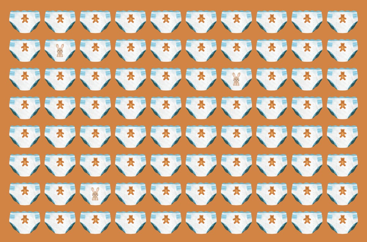 Test visual: Encuentra los pañales con dibujo de conejo en menos de 3 minutos