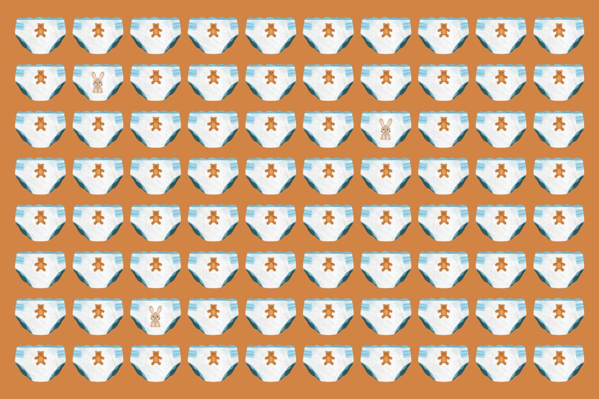 ¿Dónde están los 3 pañales diferentes?