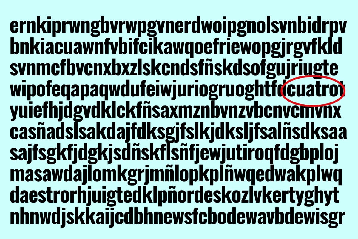 Acá se encontraba la palabra CUATRO en el test visual.
