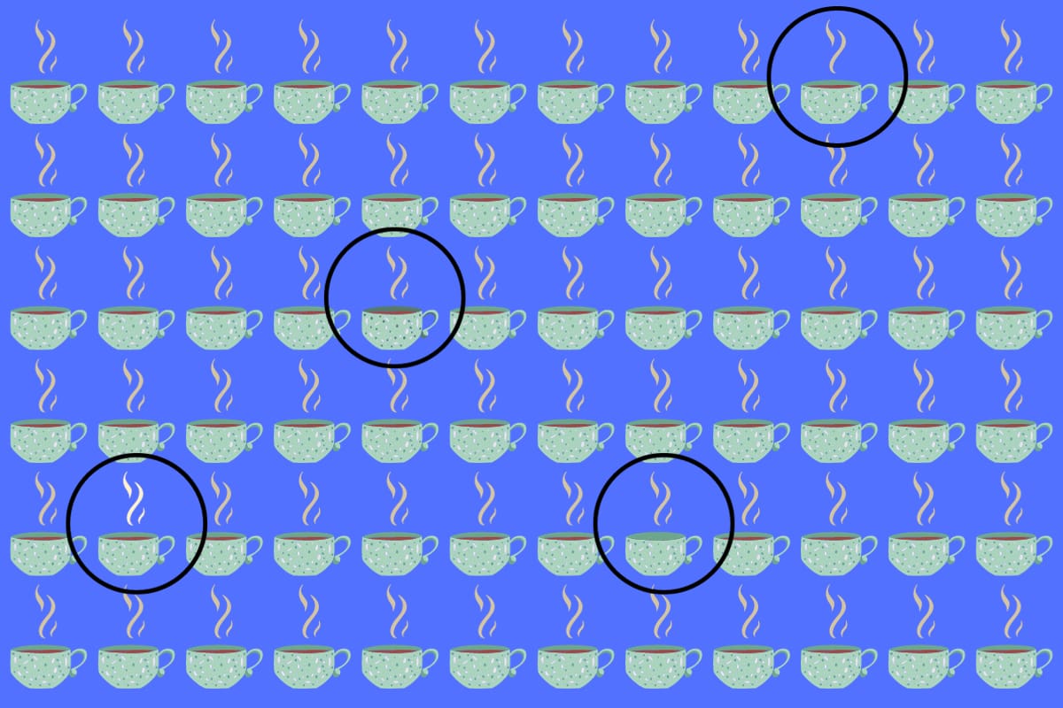 Acá estaban las cuatro tazas diferentes en el test visual.
